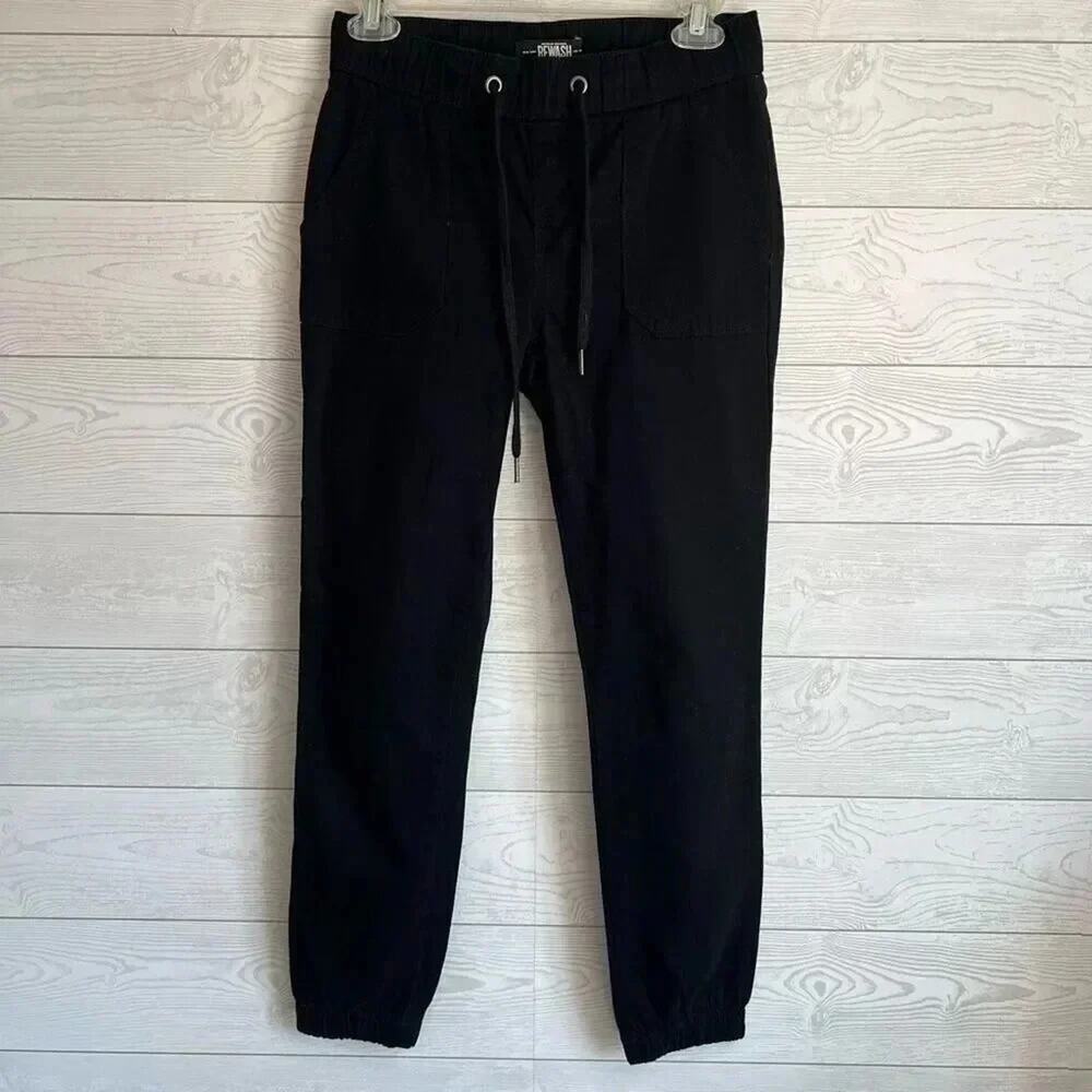 Rewash women's  black joggers patch pockets streetwear Size XS